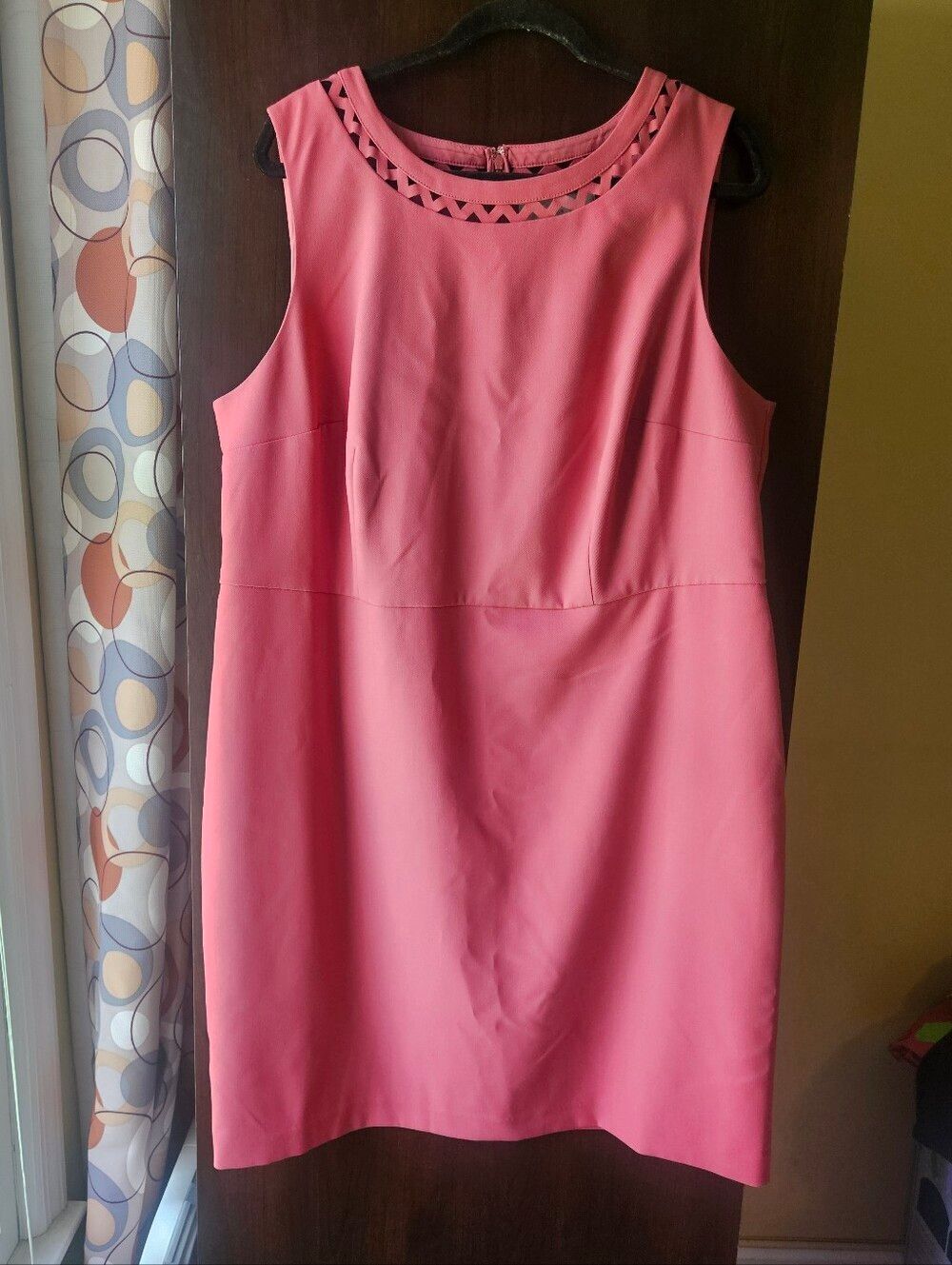 LOFT Pink Sleeveless Sheath Dress with Cutout Trim Size 18